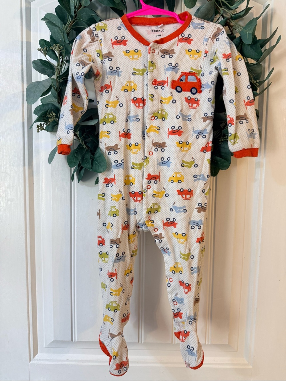 💫10/$25 • Pekkle White Car-Print Footed Cotton One-Piece Sleeper